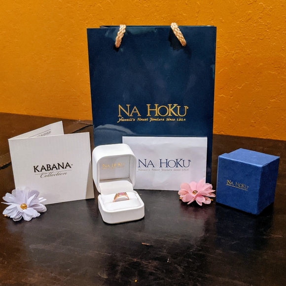 14k Pink Mother of Pearl Diamond Rose Gold Ring - Picture 2 of 14